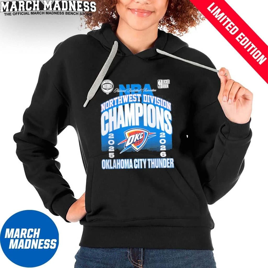 Official Oklahoma City Thunder 2025-26 Northwest Division Champions T-Shirt