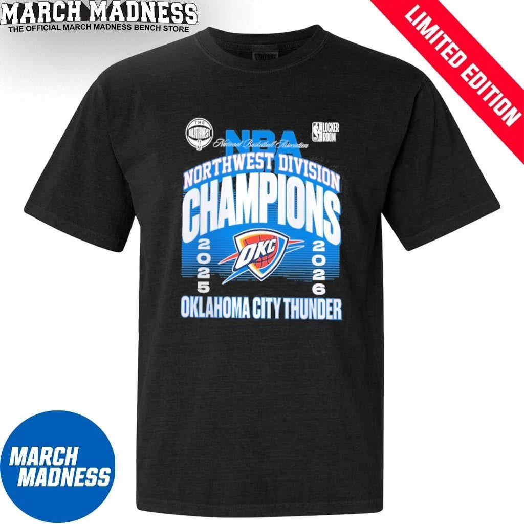 Official Oklahoma City Thunder 2025-26 Northwest Division Champions T-Shirt