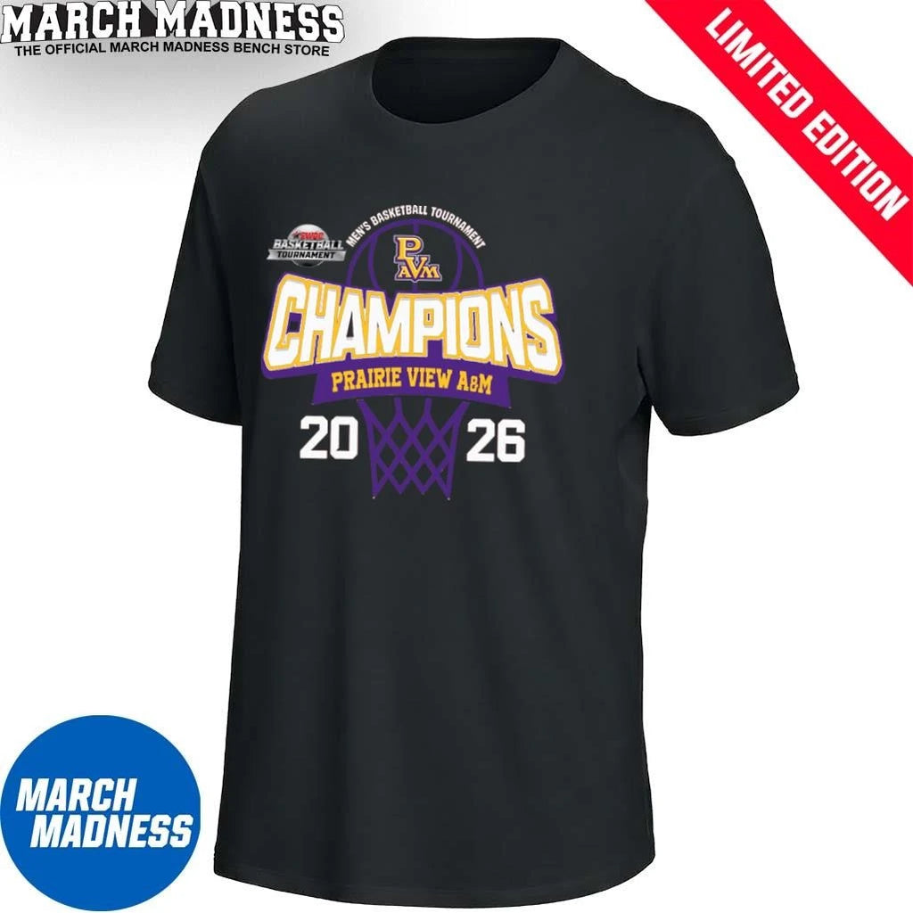 Official Prairie View A&amp;M Panthers 2026 SWAC Men’s Basketball Tournament Champions Shirt