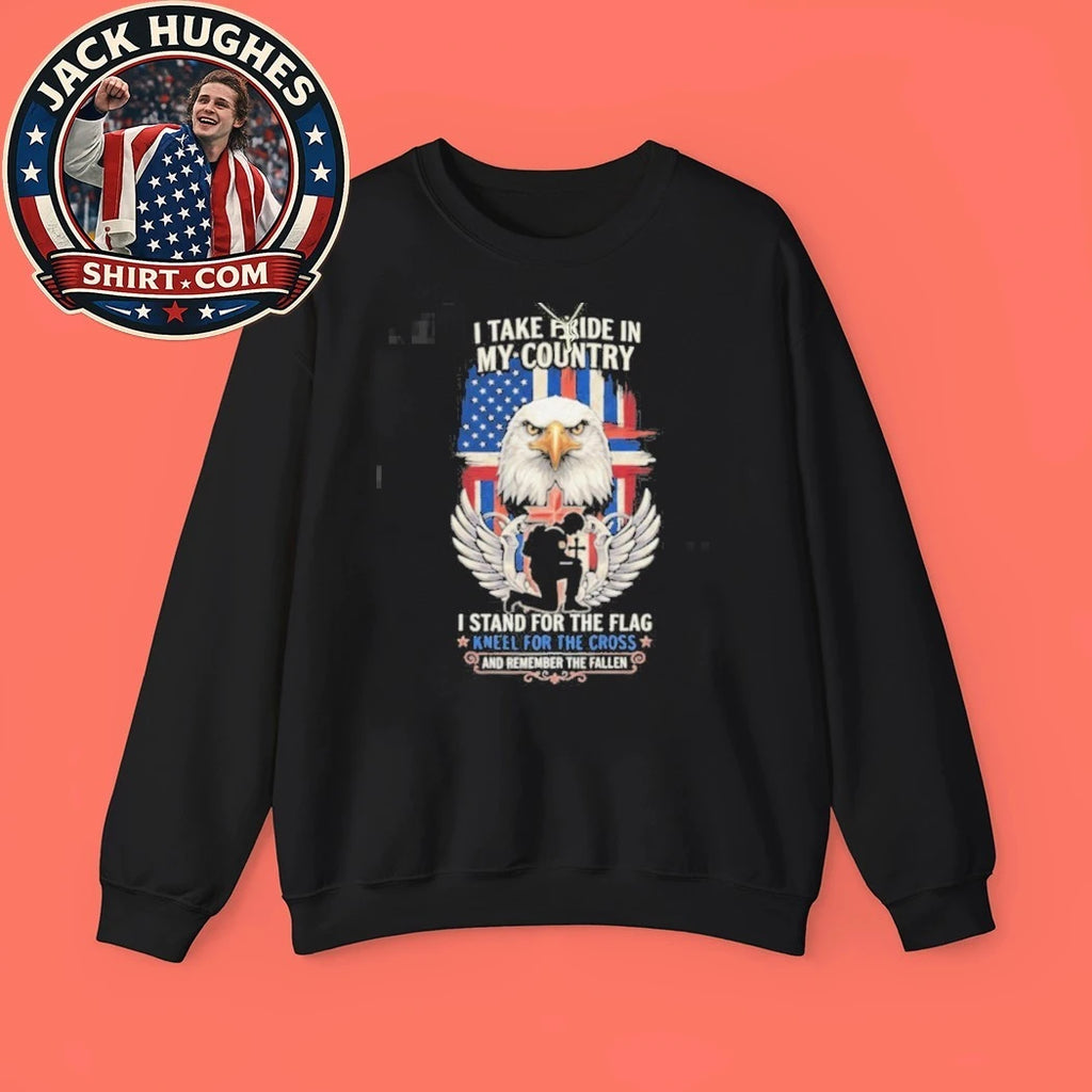 Official Pride In My Country Stand For Flag Kneel For Cross Shirt