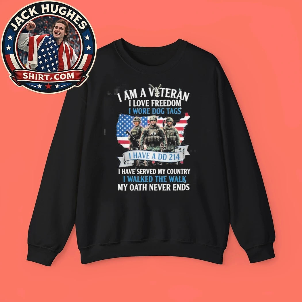 Official Proud Us Veteran I Walked The Walk My Oath Never Ends Soldier Trio Shirt