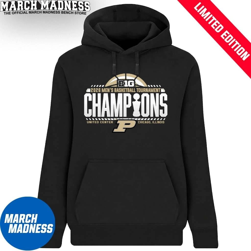 Official Purdue Boilermakers 2026 Big Ten Men’s Basketball Conference Tournament Champions Locker Room T-Shirt