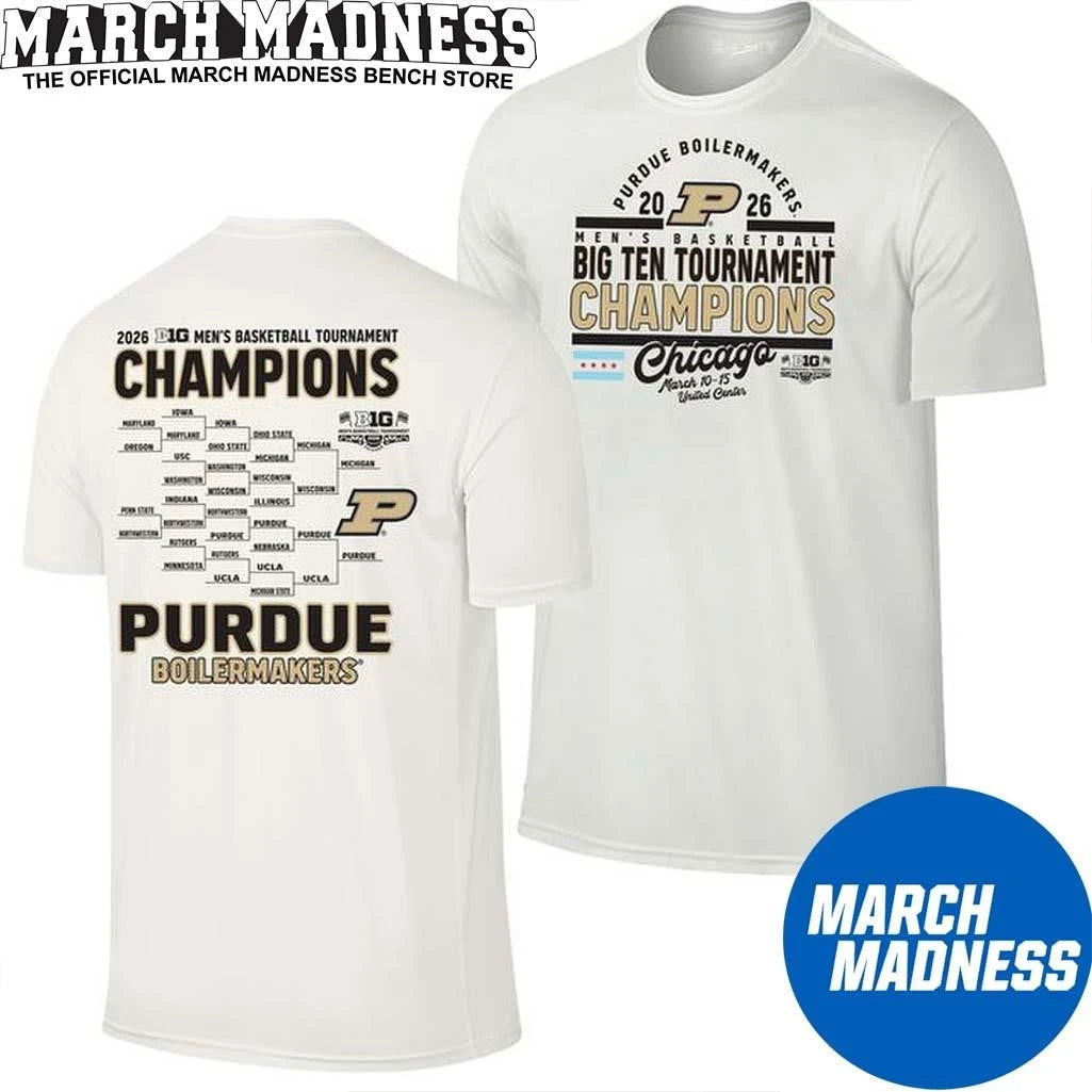 Official Purdue Boilermakers Big Ten Tourney Champions Bracket 2 Sided T-Shirt