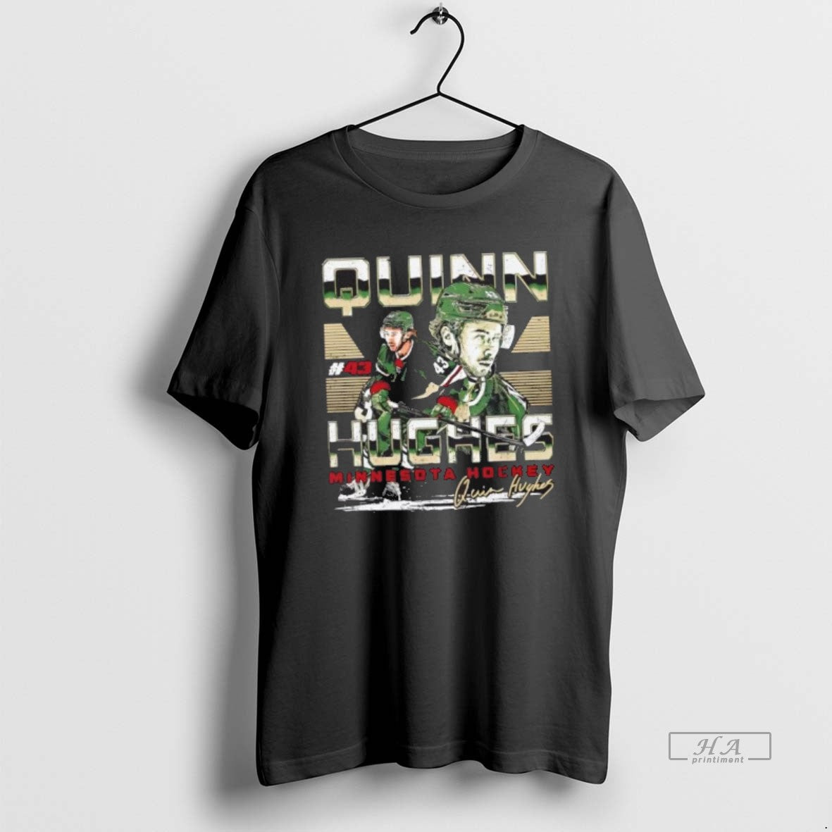 Official Quinn Hughes Minnesota Wild Dual Signature T-Shirts, Hoodie, Sweatshirt | HypeCrazeTee.com