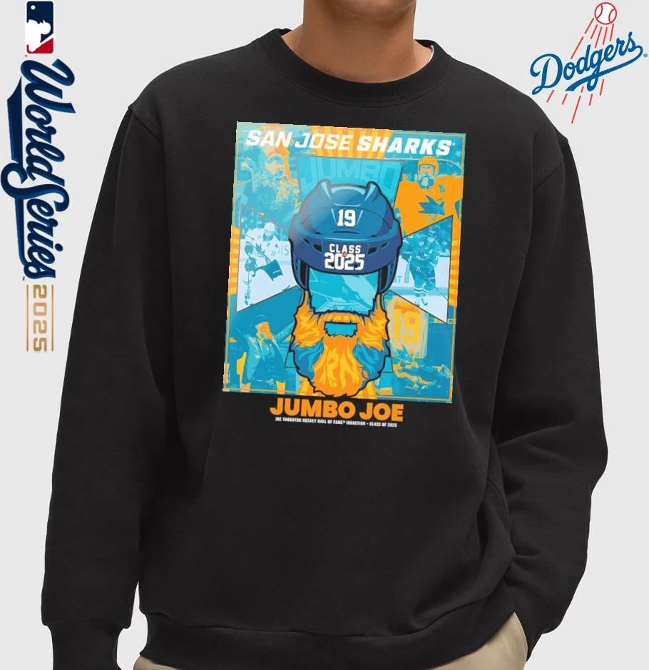 Official San Jose Sharks Jumbo Joe Thornton Hockey Hall of Fame Induction Class Of 2025 T-Shirt