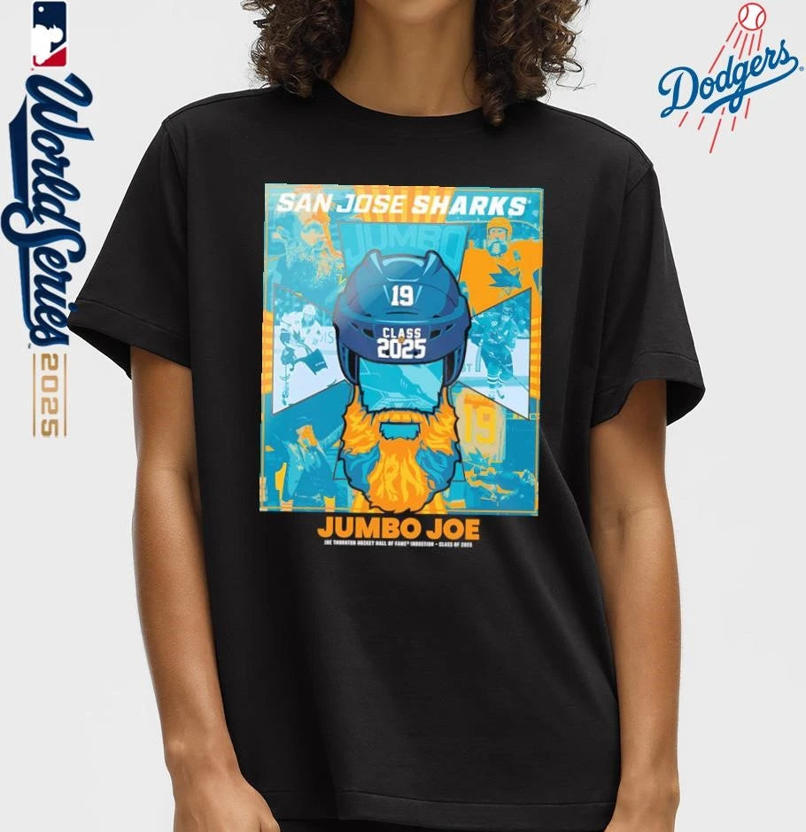 Official San Jose Sharks Jumbo Joe Thornton Hockey Hall of Fame Induction Class Of 2025 T-Shirt