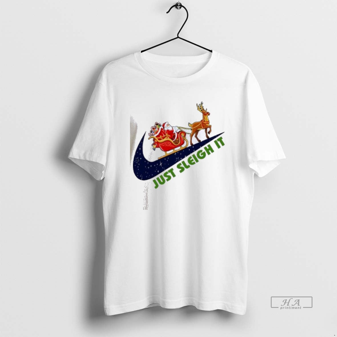 Official Santa Claus On A Sleigh Pulled By Reindeer Just Sleigh It T-Shirts, Hoodie, Sweatshirt | HypeCrazeTee.com