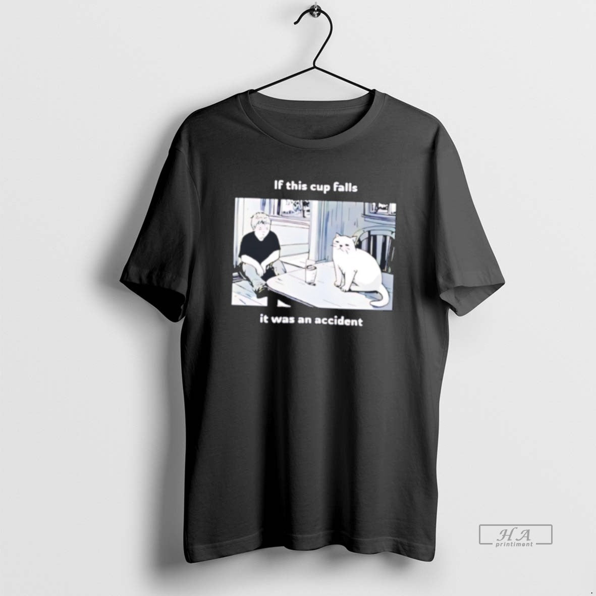 Official Simons Cat If This Cup Falls It Was An Accident Tee Hoodie, Sweatshirt | HypeCrazeTee.com