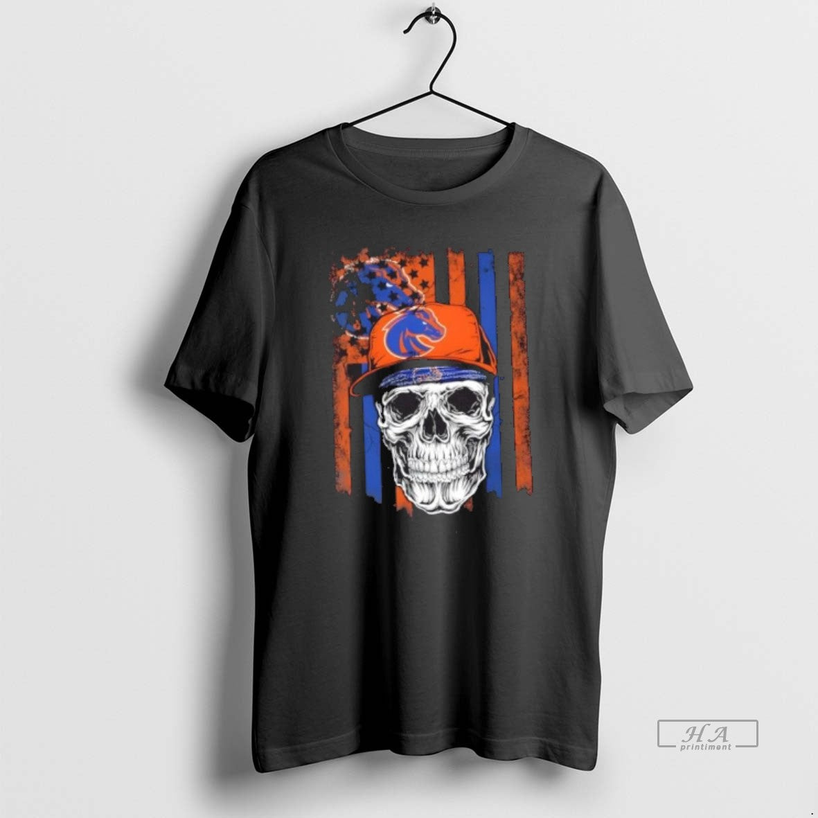 Official Skull Wearing A Cap Boise State Broncos Us Flag T-Shirts, Hoodie, Sweatshirt | HypeCrazeTee.com
