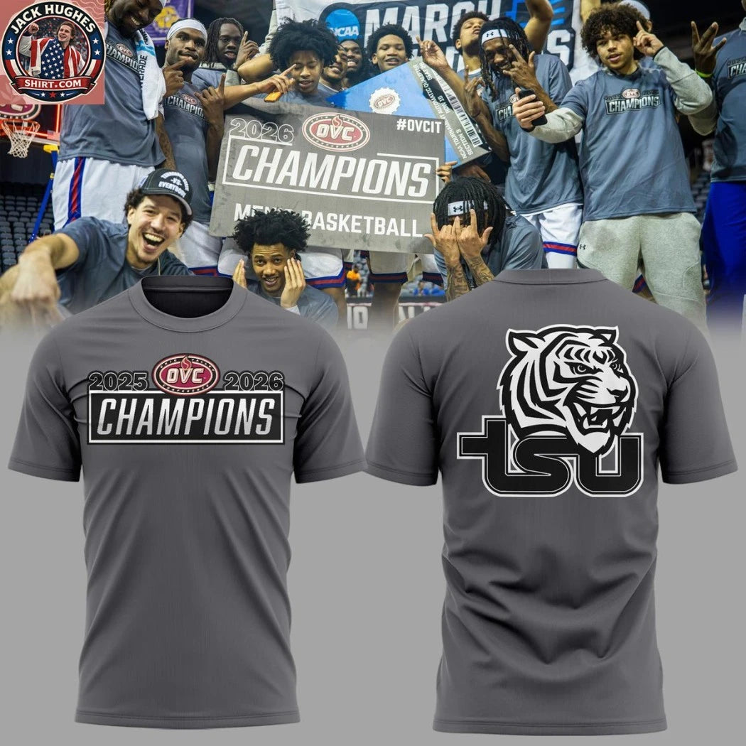 Official Tennessee State Tigers Men’s Basketball OVC Tourney Championship 2026 Logo Two Sided Hoodie T-Shirt
