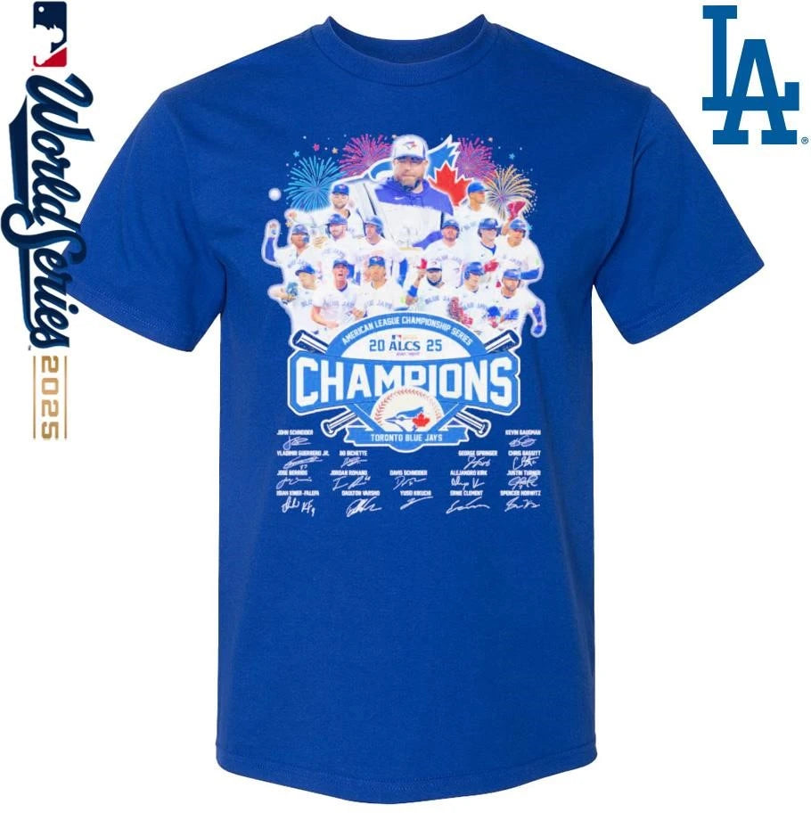 Official Toronto Blue Jays Baseball 2025 MLB ALCS Champions Signatures T-Shirt