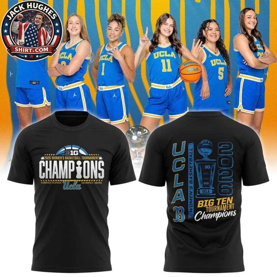 Official UCLA Bruins Women’s Basketball 2026 Big Ten Champions Logo Two Sided Hoodie T-Shirt
