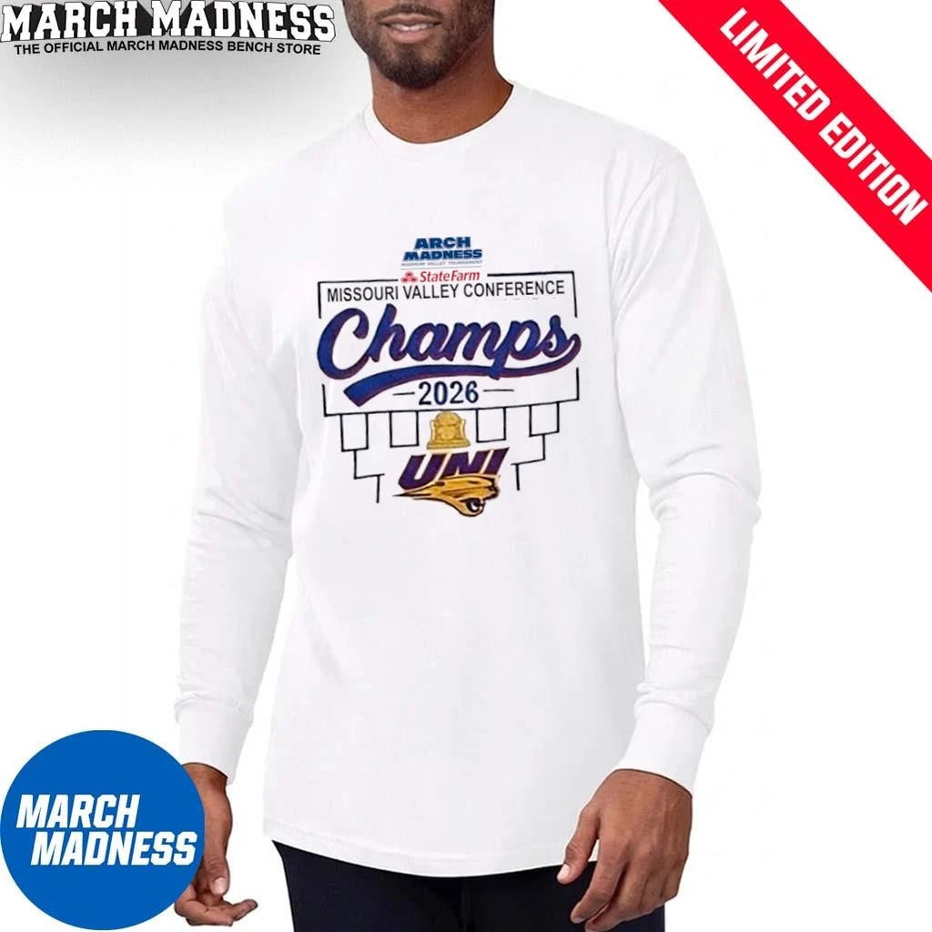 Official UNI Panthers Men’s Basketball MVC Tournament Champions Locker Room T-Shirt
