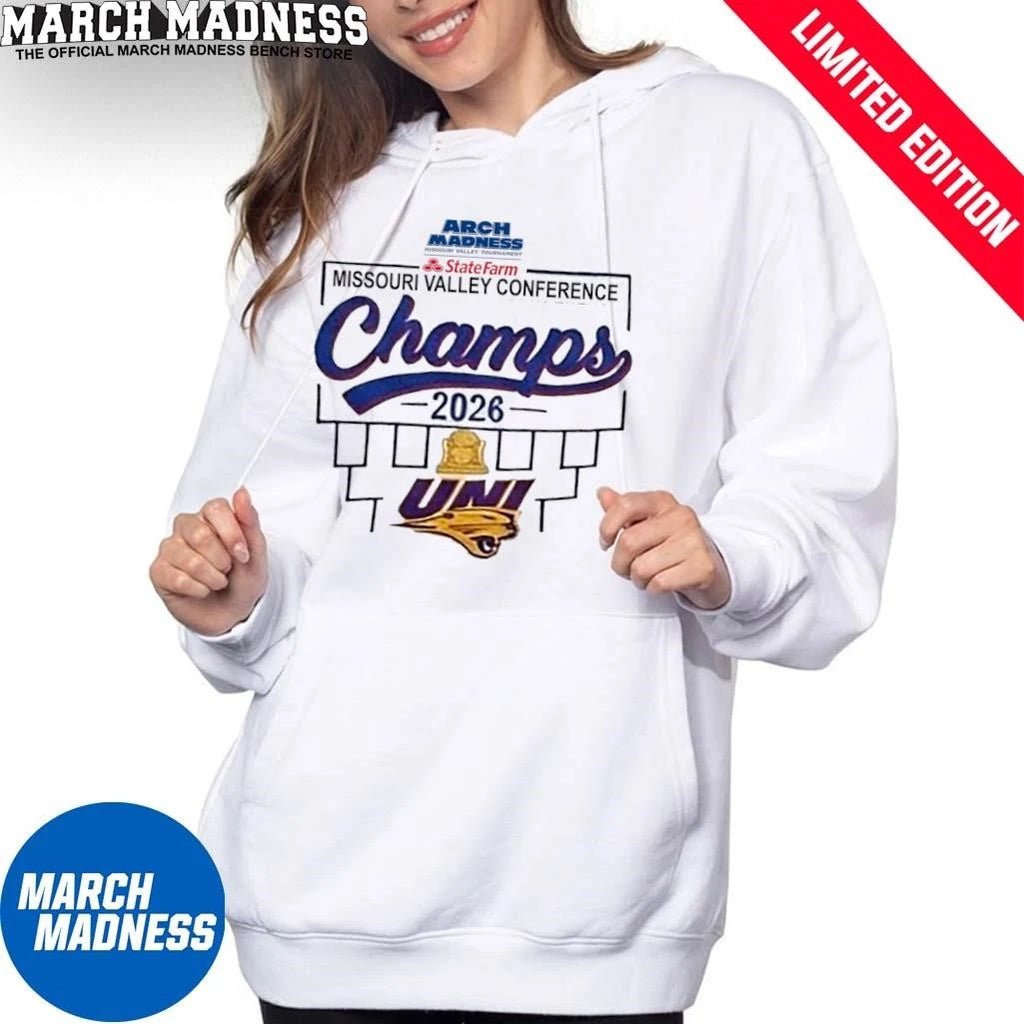 Official UNI Panthers Men’s Basketball MVC Tournament Champions Locker Room T-Shirt