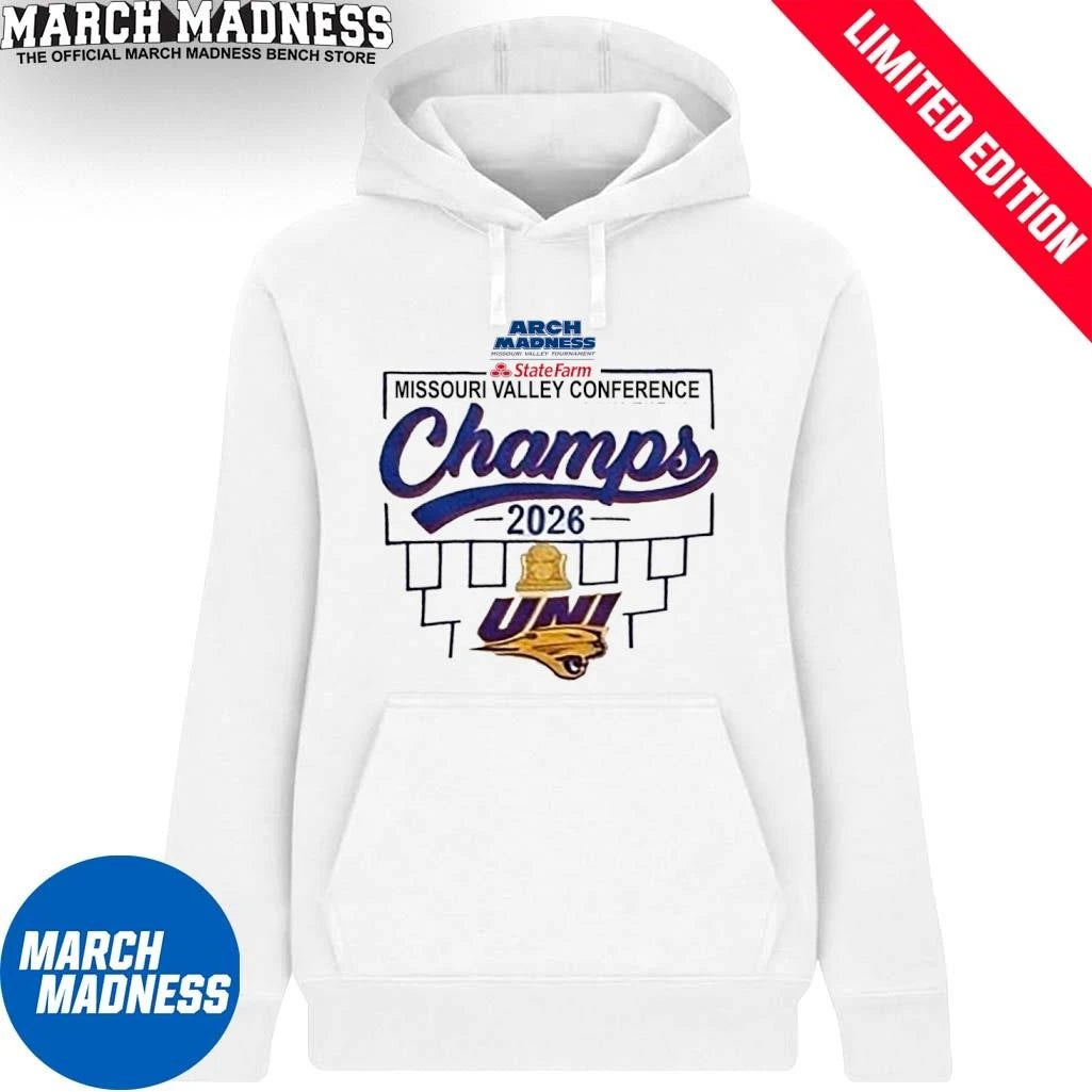 Official UNI Panthers Men’s Basketball MVC Tournament Champions Locker Room T-Shirt