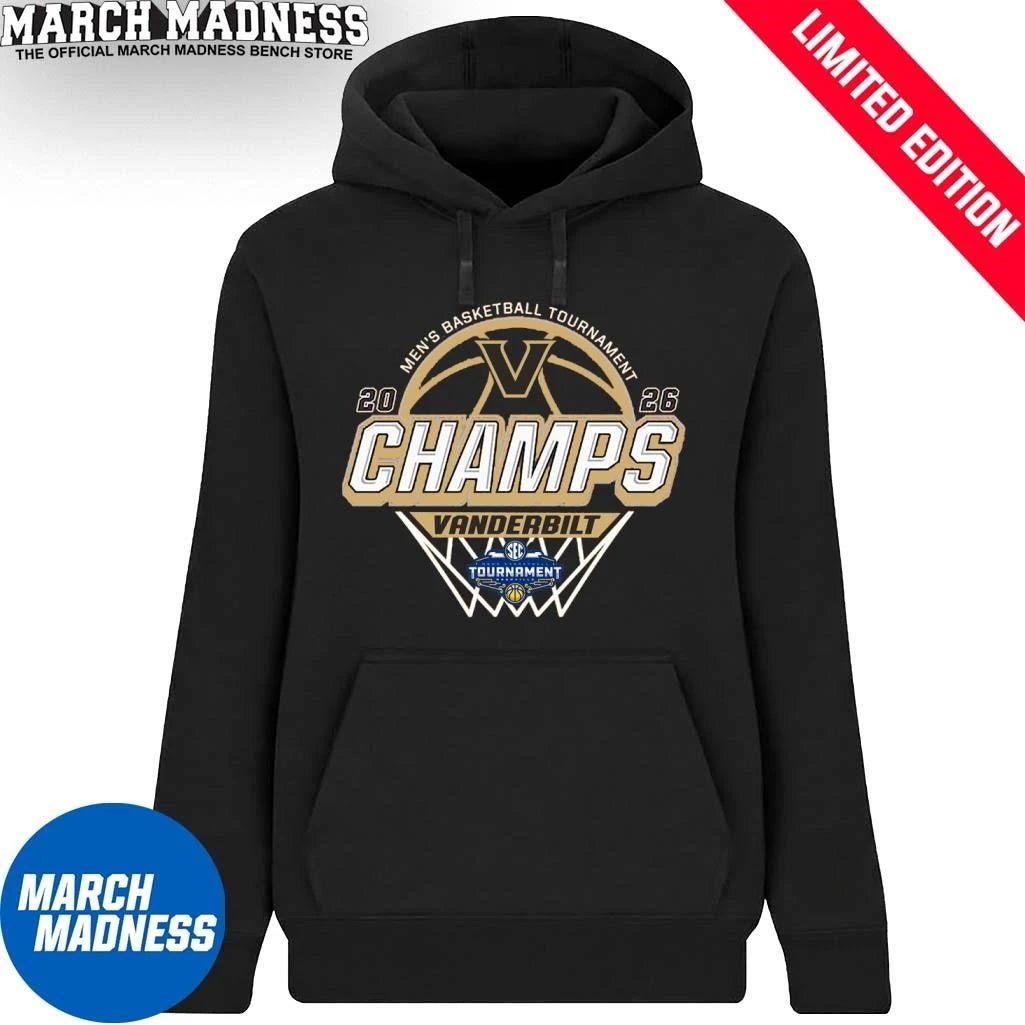 Official Vanderbilt Commodores 2026 SEC Men’s Basketball Tournament Champions Locker Room T-Shirt
