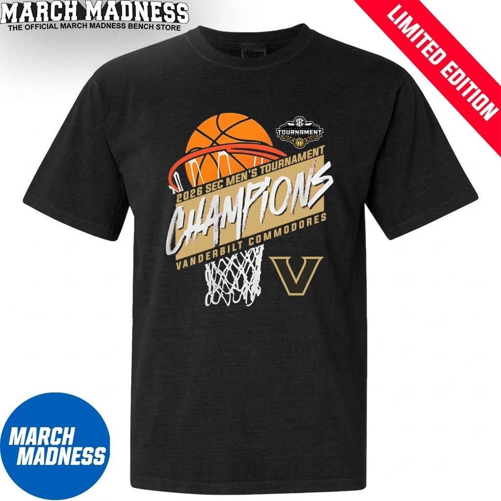 Official Vanderbilt Men’s Basketball SEC Tournament Champions Basket T-Shirt