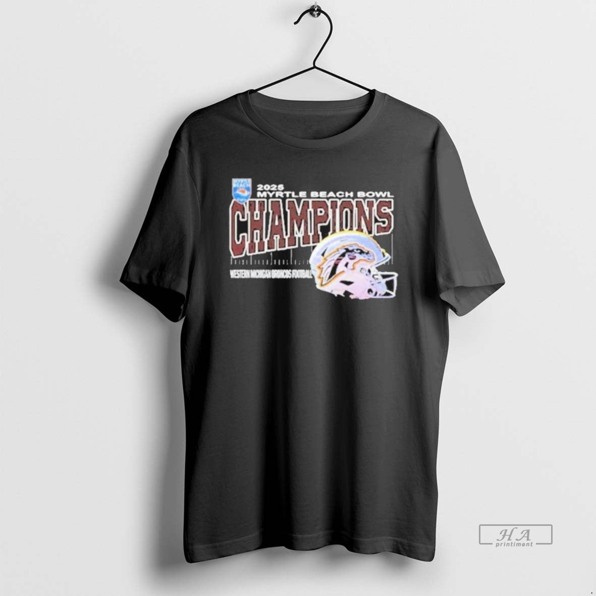 Official Western Michigan Broncos 2025 Myrtle Beach Bowl Champions Helmet T-Shirts, Hoodie, Sweatshirt | HypeCrazeTee.com