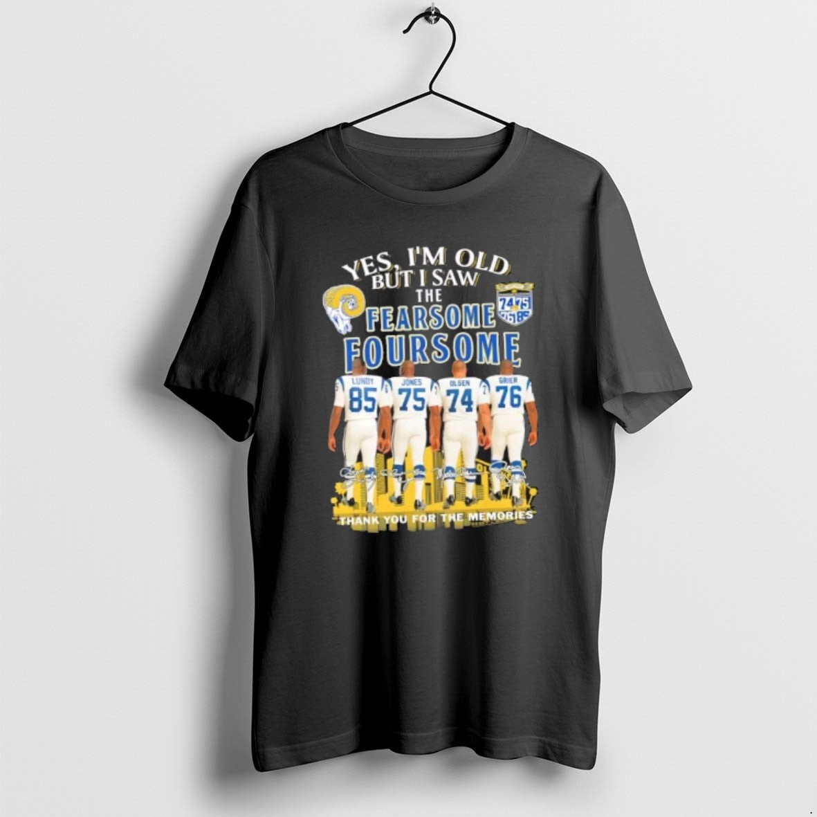 Official Yes Im Old But I Saw The Fearsome Foursome Lundy Jones Olsen Grier Los T-Shirts, Hoodie, Sweatshirt
