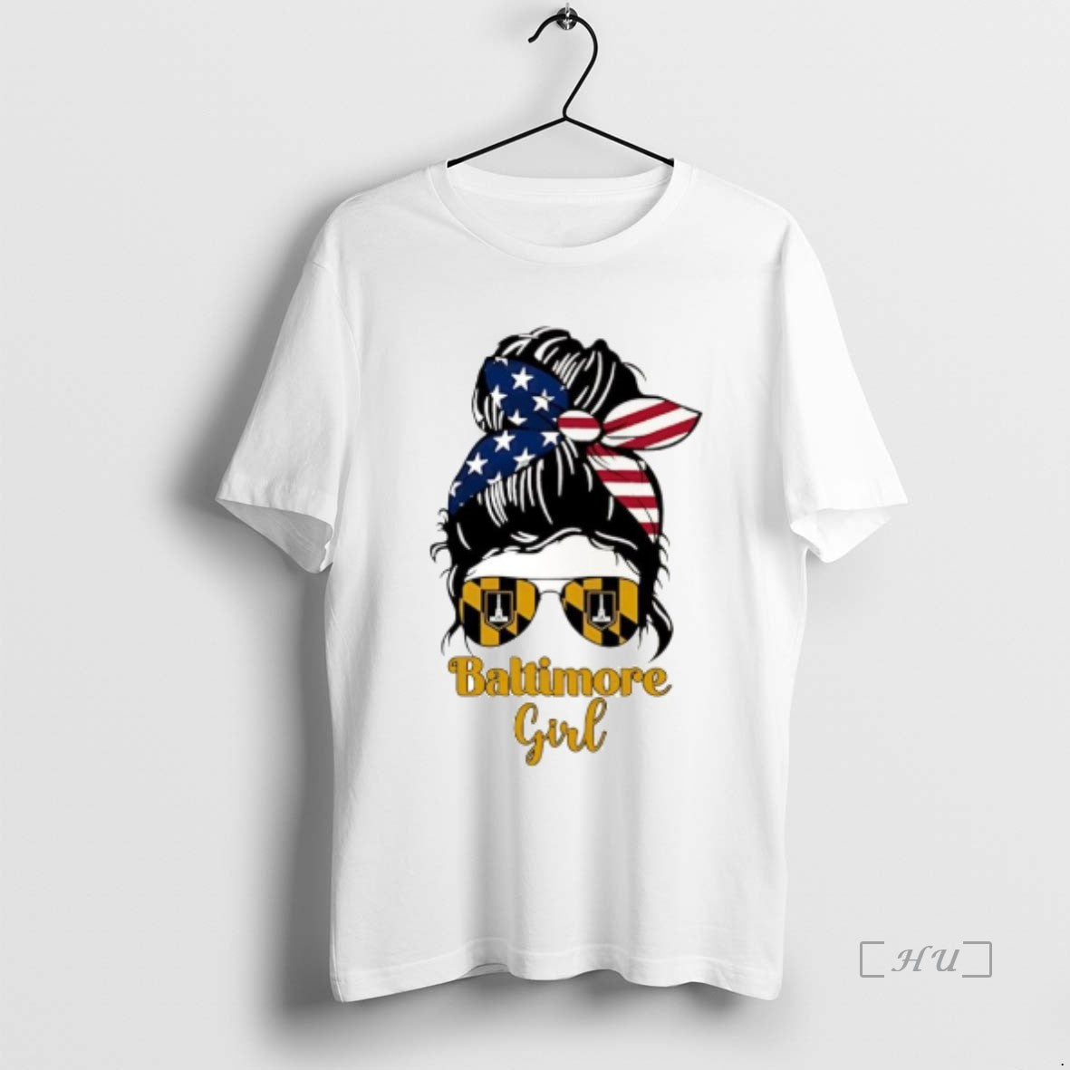 Officials Baltimore Girl Messy Bun America T-Shirts, Hoodie, Sweatshirt | HypeCrazeTee.com