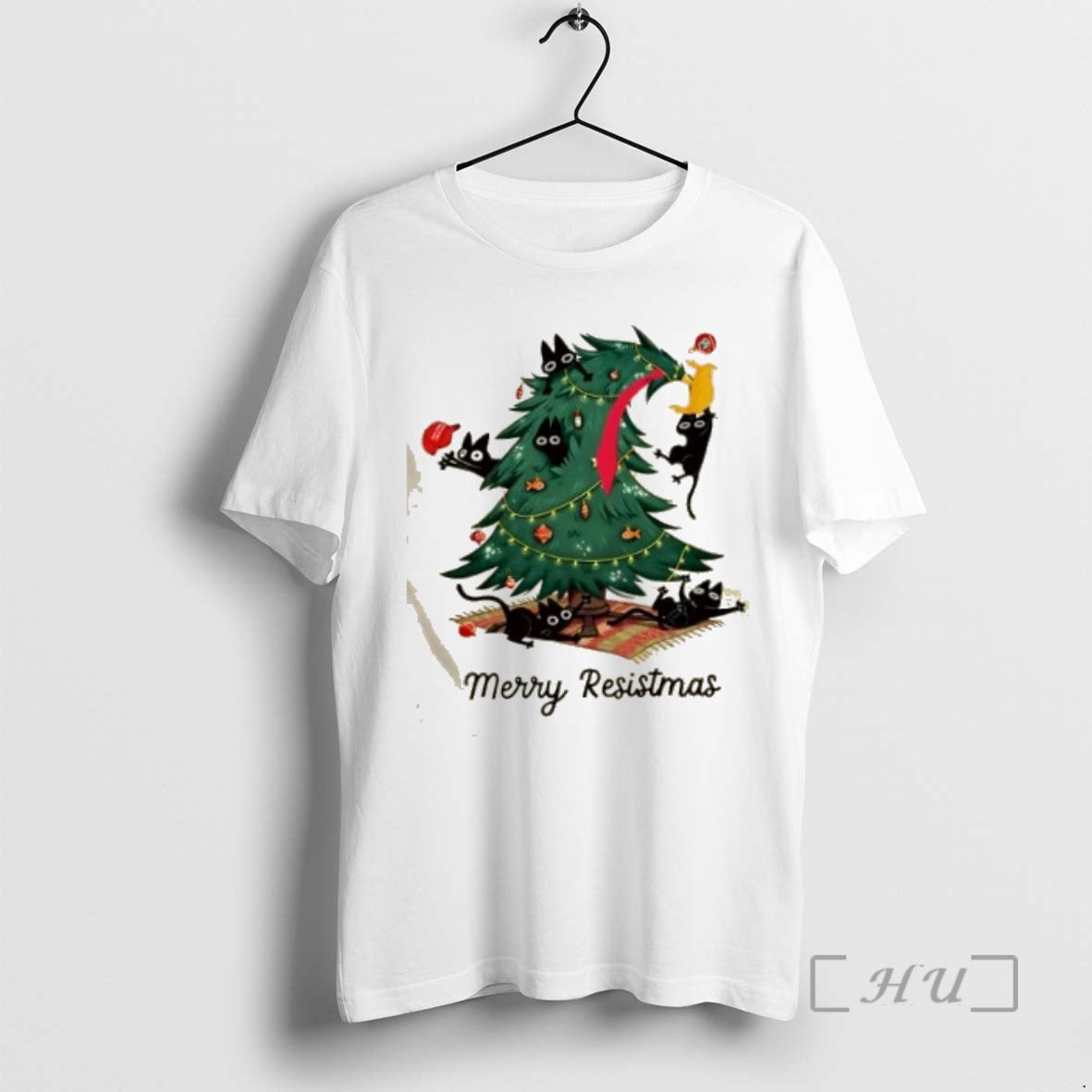 Officials Black Cats Fdt Merry Resistmas Christmas Tree T-Shirts, Hoodie, Sweatshirt | HypeCrazeTee.com