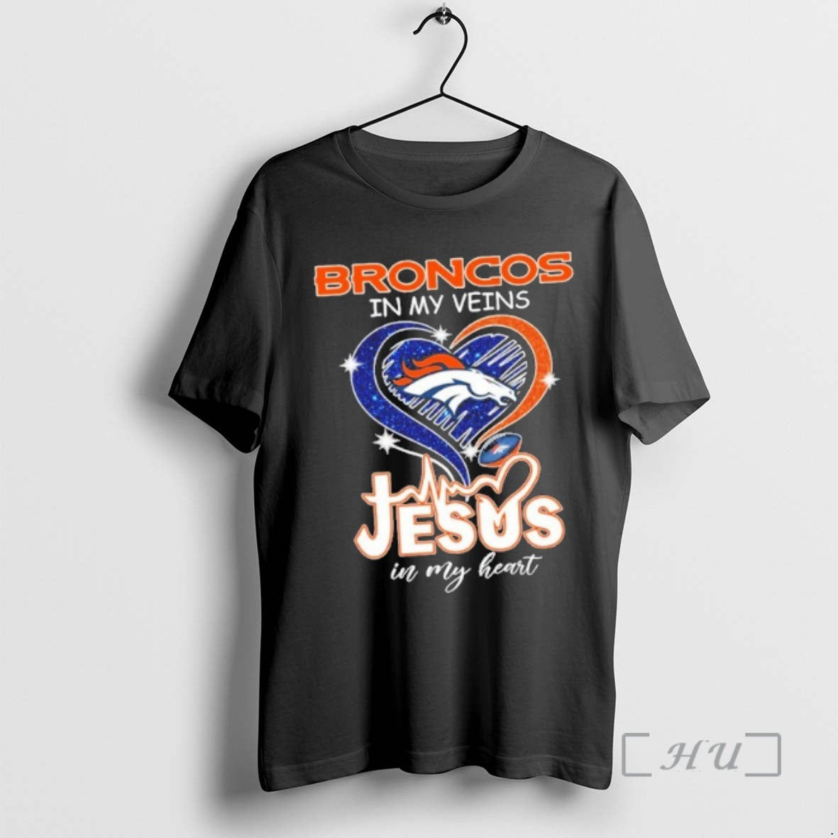 Officials Broncos In My Veins Heart Logo Ball Jesus In My Heart Premium T Shirts Hoodie, Sweatshirt | HypeCrazeTee.com