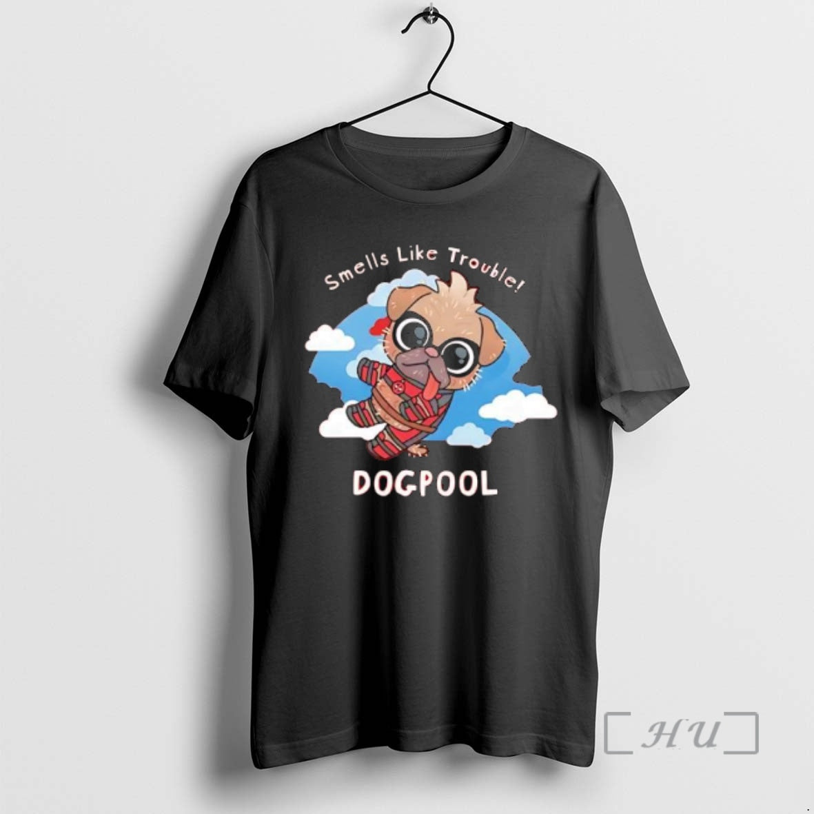 Officials Deadpool Smells Like Trouble Dogpool Graphic T-Shirts, Hoodie, Sweatshirt | HypeCrazeTee.com