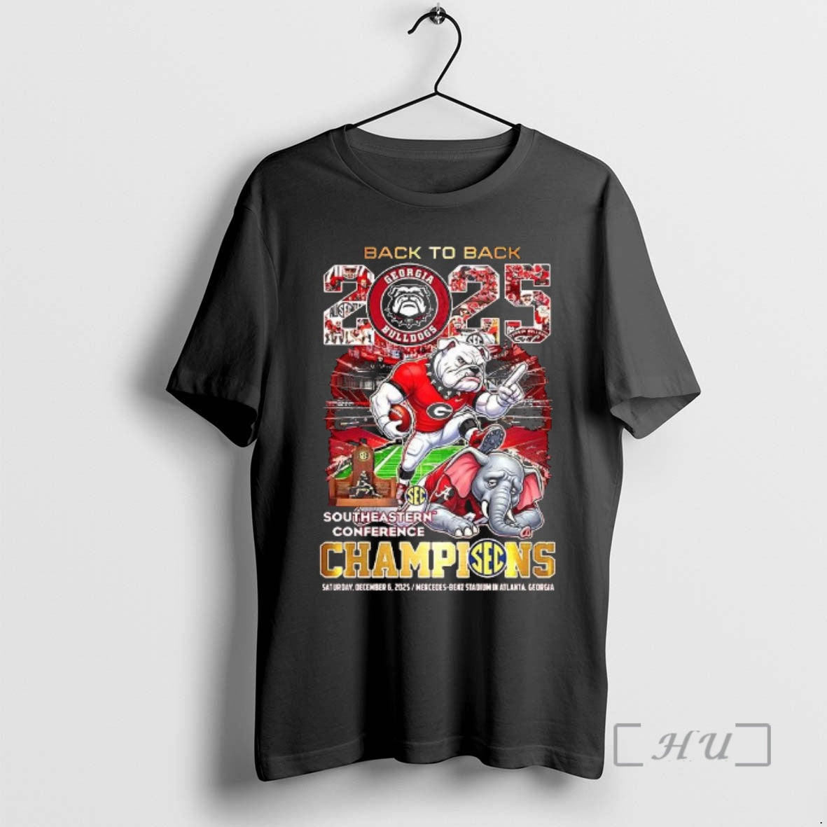 Officials Georgia Bulldogs Beat Alabama Crimson Tide Sec Champions 2025 Back2back Victory Mascot Premium T-Shirts,...