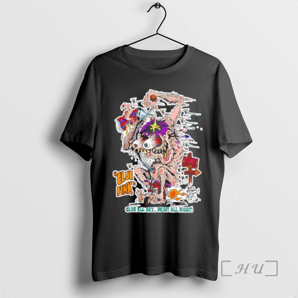 Officials Glue Fink Glue All Day Paint All Night Zombie Goat Cartoon Premium T Shirts Hoodie, Sweatshirt | HypeCrazeTee.com