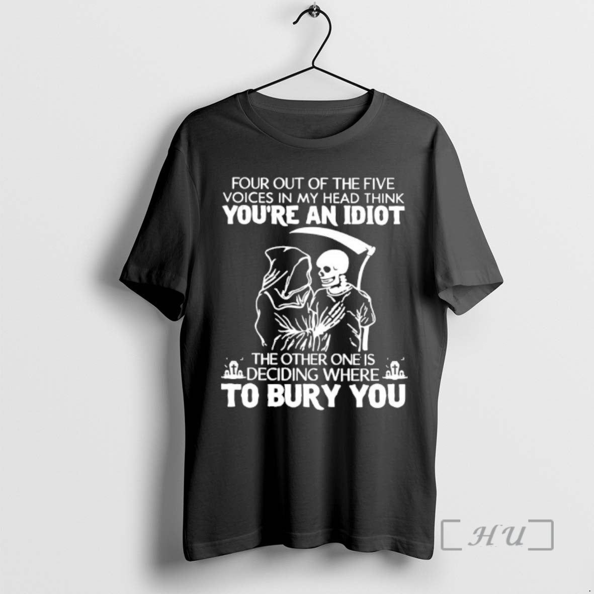 Officials Grim Reaper And Skeleton Four Out Of The Five Voices In My Head Think T-Shirts, Hoodie, Sweatshirt