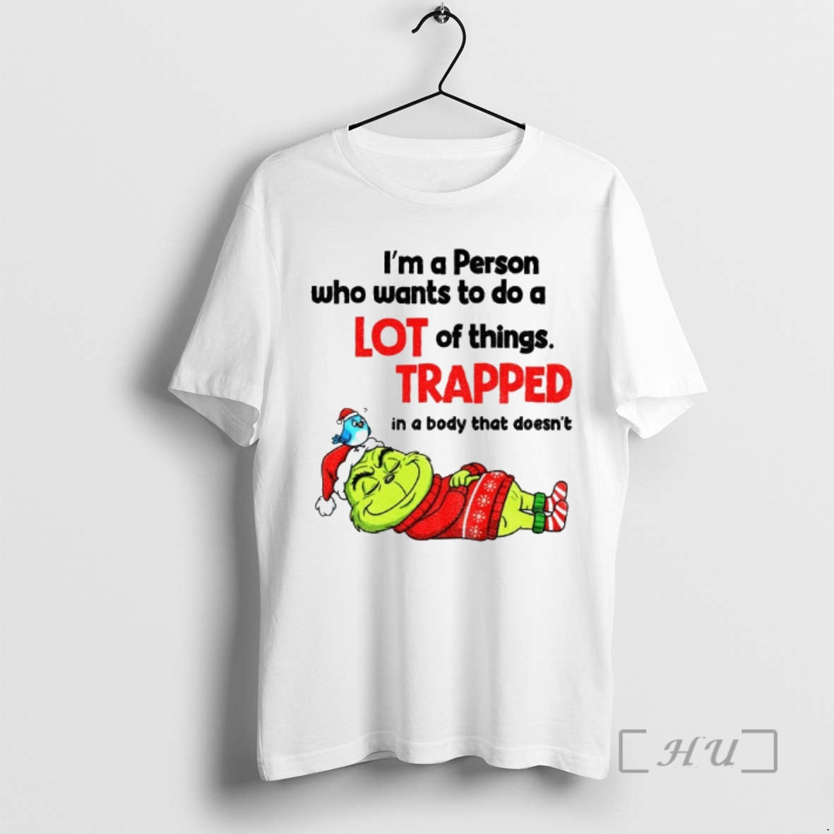 Officials Grinch Santa Im A Person Who Wants To Do A Lot Of Things Trapped T-Shirts, Hoodie, Sweatshirt | HypeCrazeTee.com