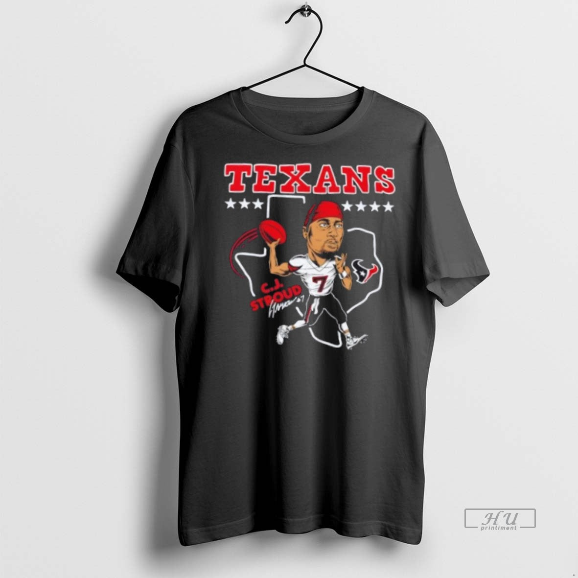 Officials Houston Texans Cj Stroud Football Cartoon Signature Tee Shirt Sweater