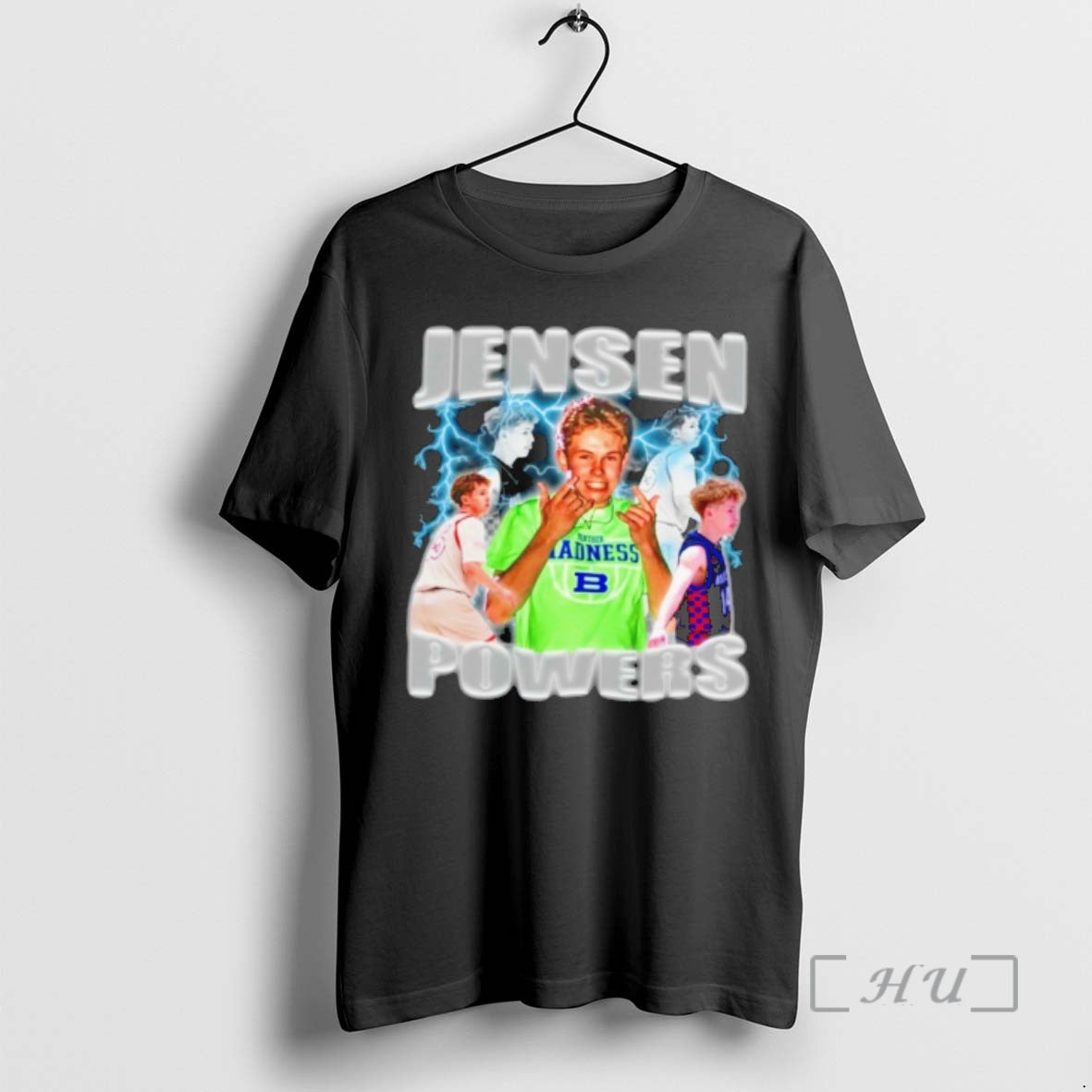 Officials Jensen Powers Basketball Lightning Graphic T-Shirts, Hoodie, Sweatshirt | HypeCrazeTee.com