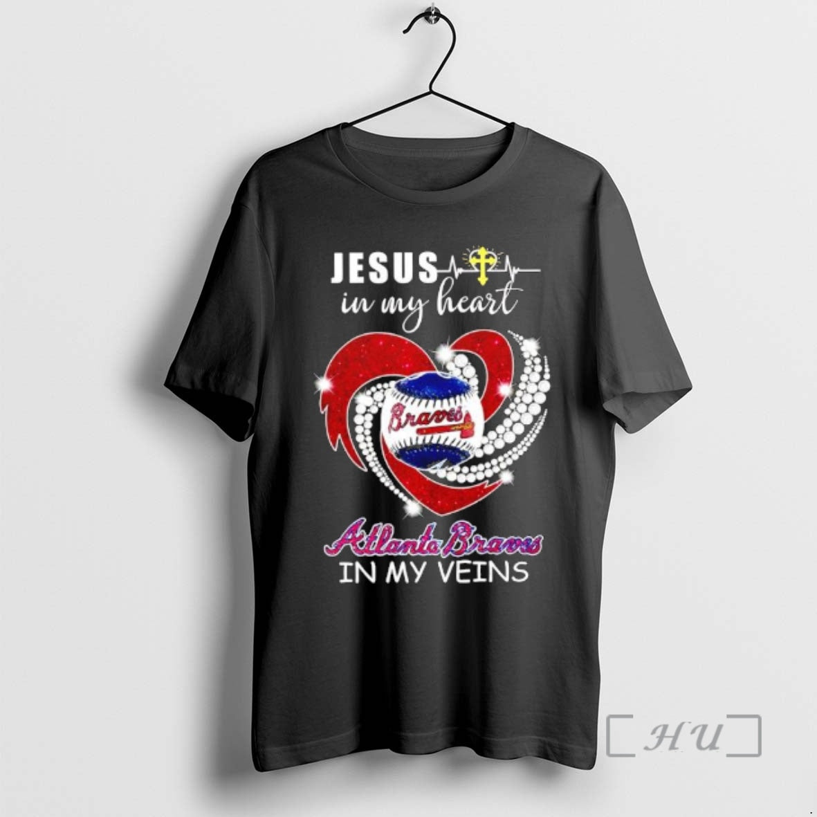 Officials Jesus In My Heart Atlanta Braves In My Veins T-Shirts, Hoodie, Sweatshirt | HypeCrazeTee.com