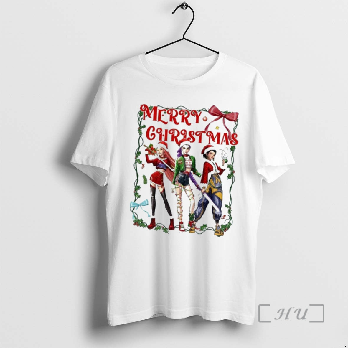 Officials Kpop Demon Hunter Cute Girl Group Winter Merry Christmas T-Shirts, Hoodie, Sweatshirt | HypeCrazeTee.com