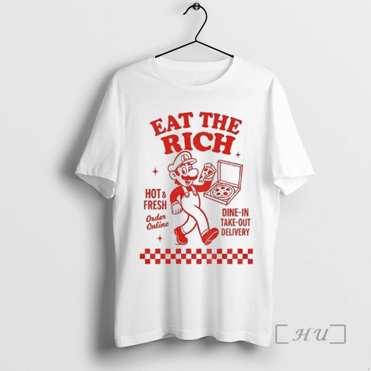 Officials Luigi Pizza Eat The Rich Hot An Fresh Dine In Take Out Delivery Premium T-Shirts, Hoodie, Sweatshirt