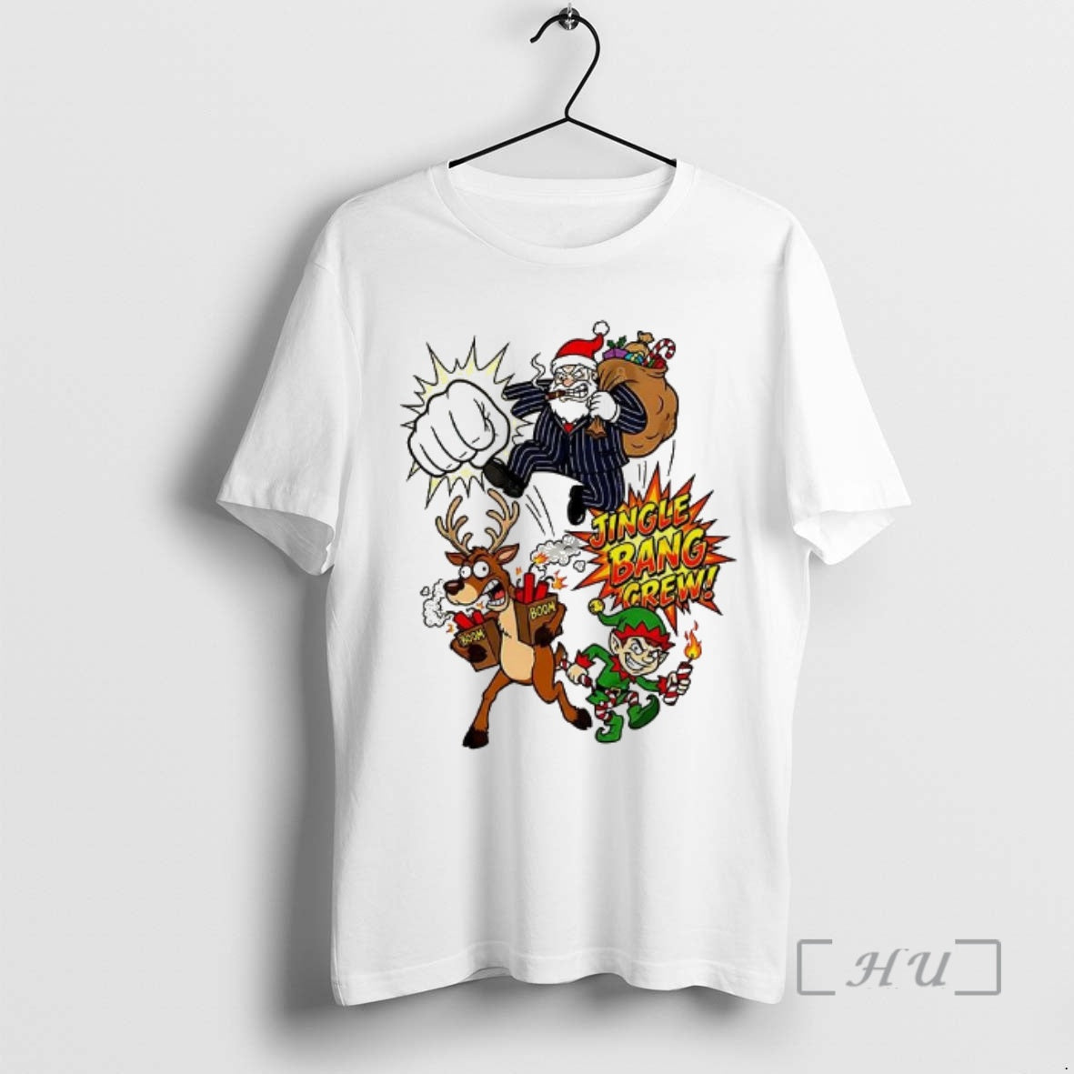 Officials Mafia Santa Reindeer And Elf Jingle Bang Crew T-Shirts, Hoodie, Sweatshirt | HypeCrazeTee.com
