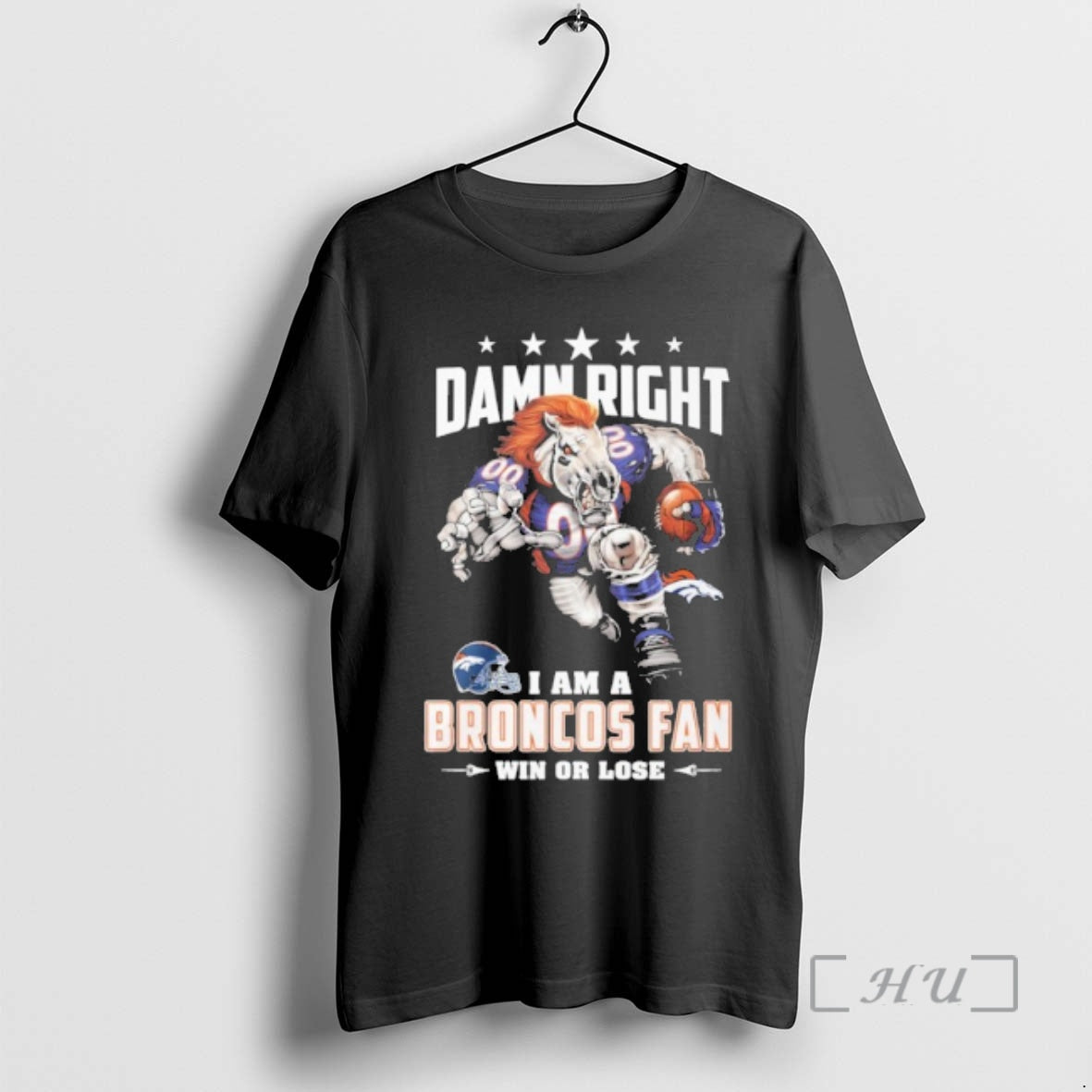 Officials Mascot Damn Right I Am A Broncos Fan Win Or Lose Premium T Shirts Hoodie, Sweatshirt | HypeCrazeTee.com