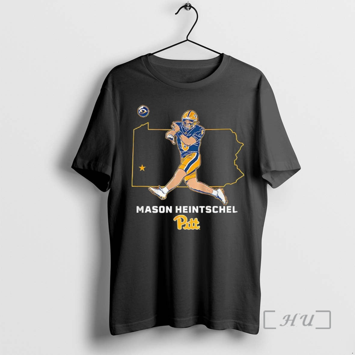 Officials Mason Heintschel Pittsburgh Panthers Football State Star Outline T-Shirts, Hoodie, Sweatshirt | HypeCrazeTee.com