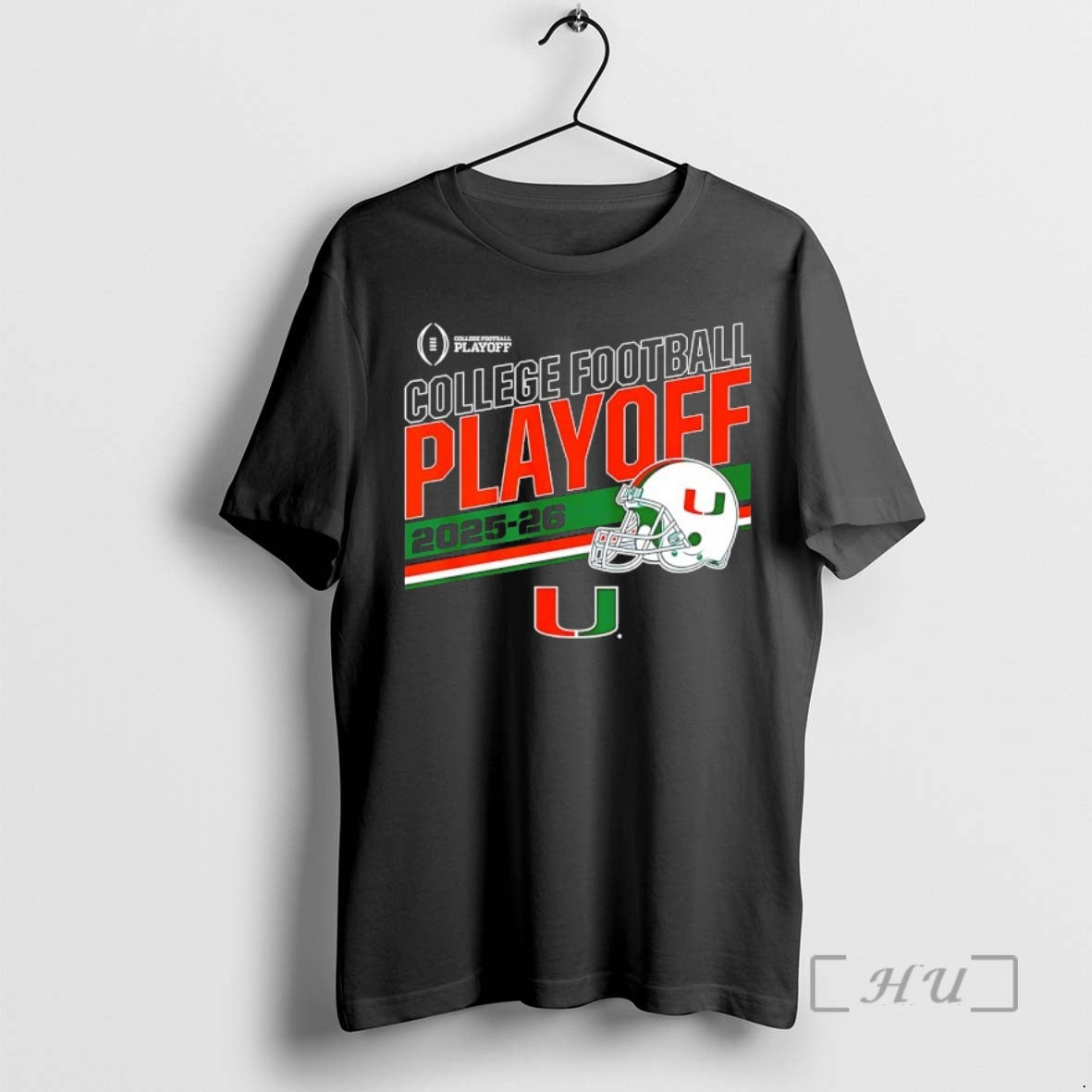 Officials Miami Huricanes 2025 2026 College Football Playoff Stripe Helmet T-Shirts, Hoodie, Sweatshirt | HypeCrazeTee.com