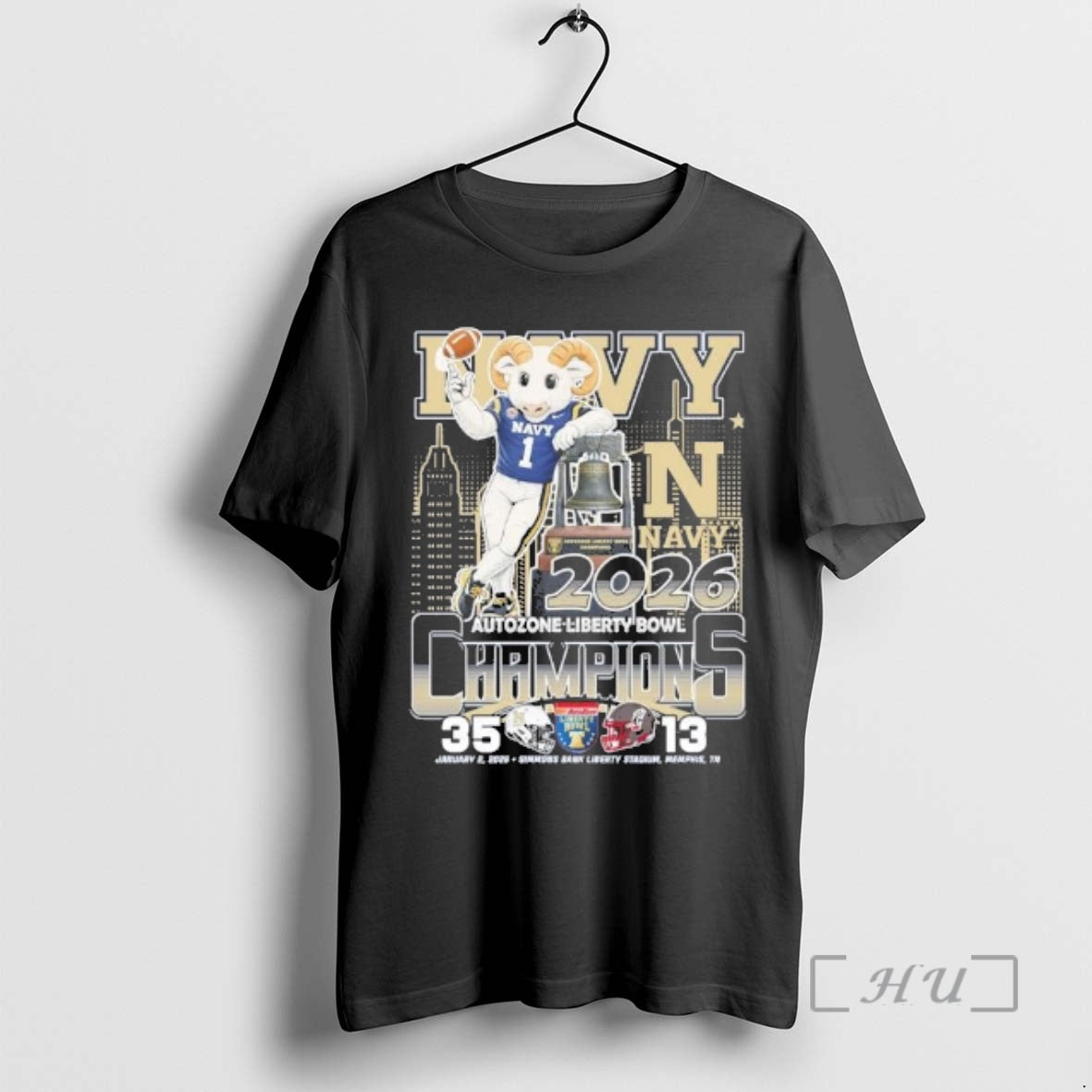 Officials Navy Midshipmen 2026 Autozone Liberty Bowl Champions Mascot Score T-Shirts, Hoodie, Sweatshirt | HypeCrazeTee.com