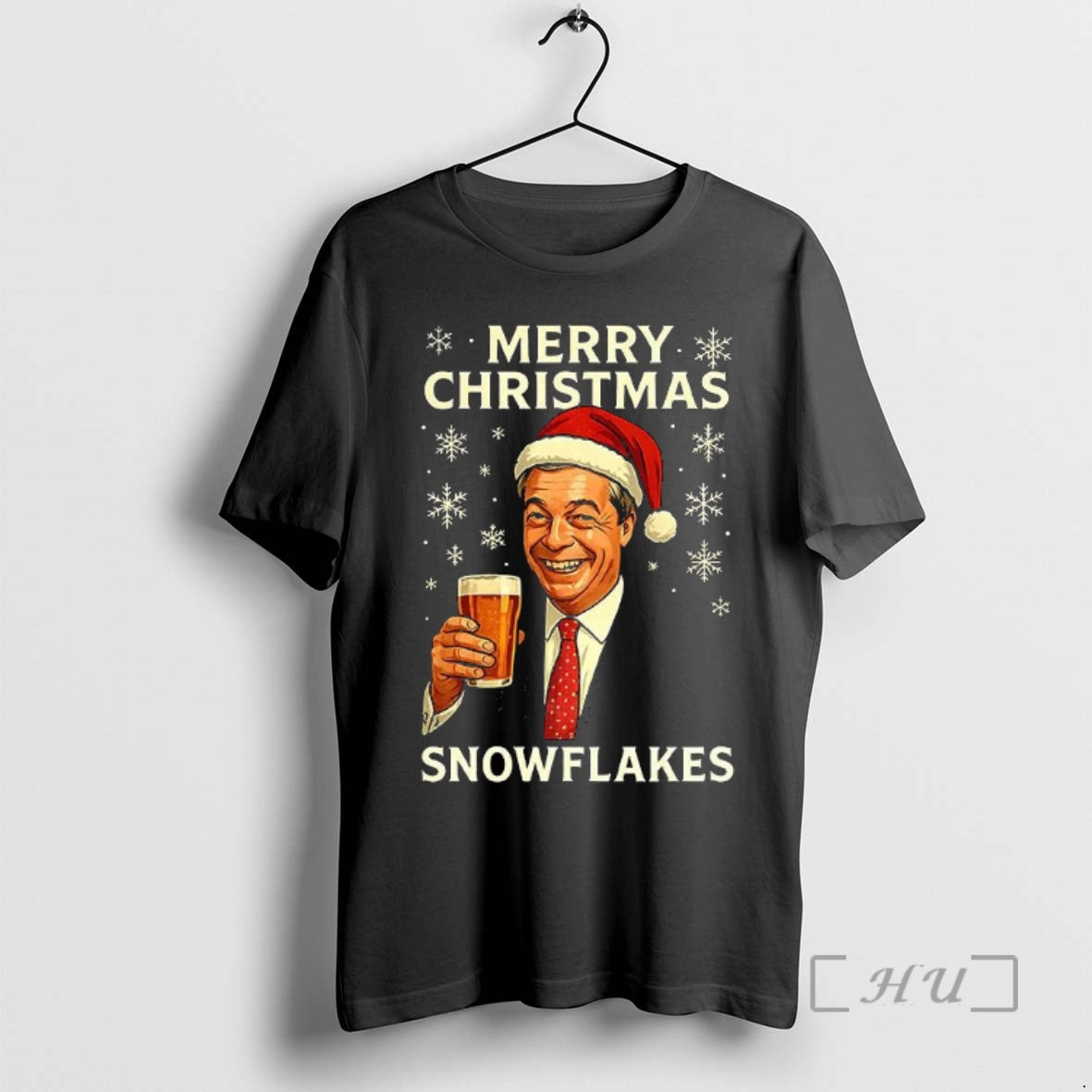 Officials Nigel Farage Raises His Glass Reform Merry Christmas Snowflakes Caricature Premium T Shirts Sweater Hoodie,...