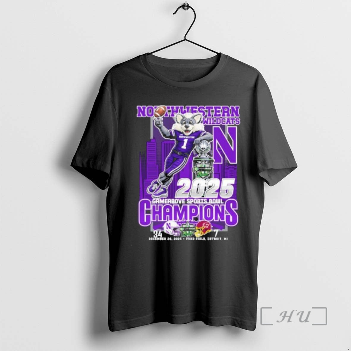 Officials Northwestern Wildcats Mascot 2025 Gameabove Sports Bowl Champions T-Shirts, Hoodie, Sweatshirt | HypeCrazeTee.com