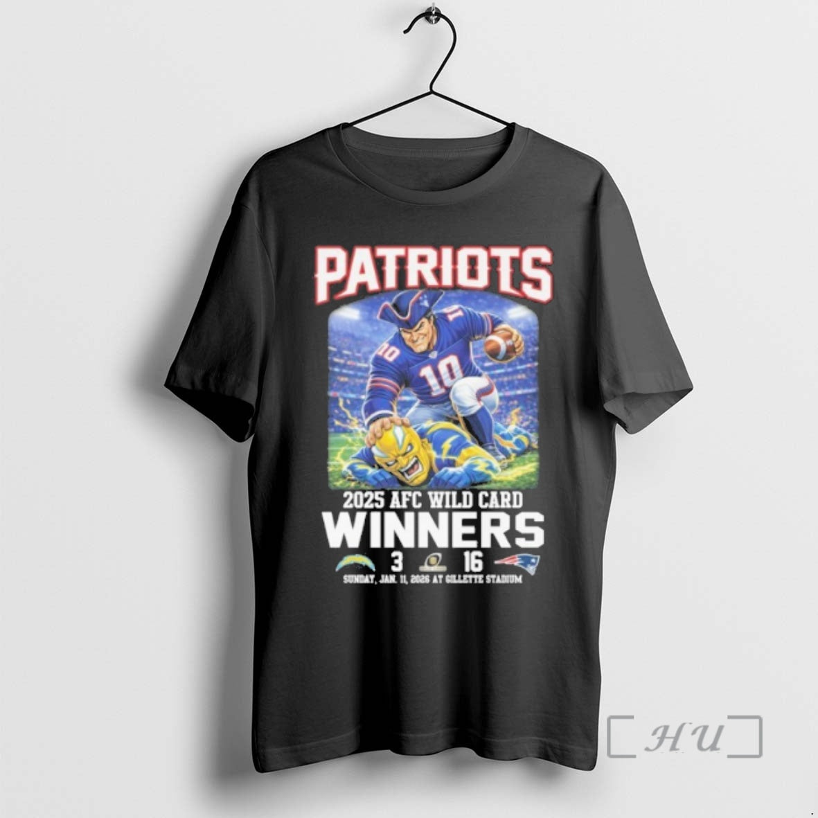 Officials Patriots Mascot 2025 Afc Wild Card Winners T-Shirts, Hoodie, Sweatshirt | HypeCrazeTee.com