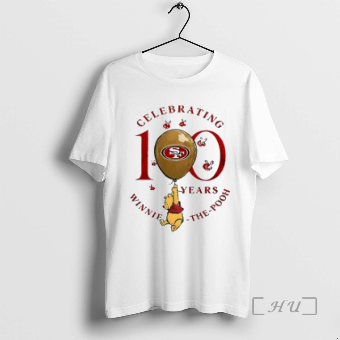 Officials San Francisco 49ers X Winnie The Pooh 100th Anniversary T-Shirts, Hoodie, Sweatshirt | HypeCrazeTee.com