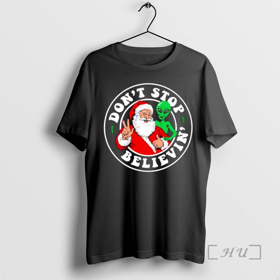 Officials Santa And Alien Dont Stop Believin Ornaments T-Shirts, Hoodie, Sweatshirt | HypeCrazeTee.com