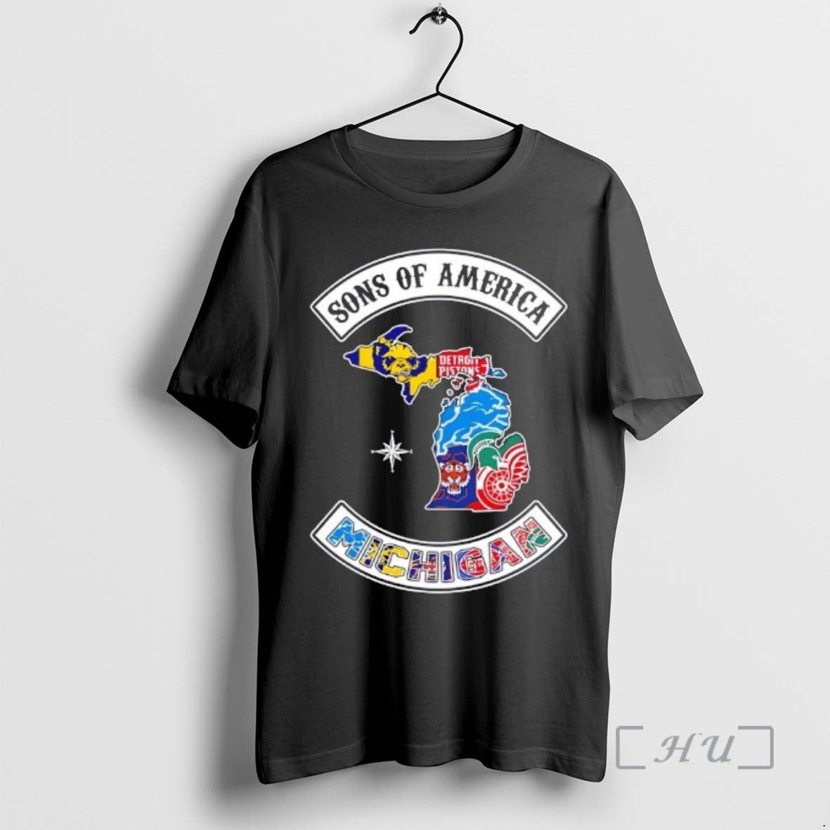 Officials Son Of America Michigan Map Sports Logos Combine T-Shirts, Hoodie, Sweatshirt | HypeCrazeTee.com