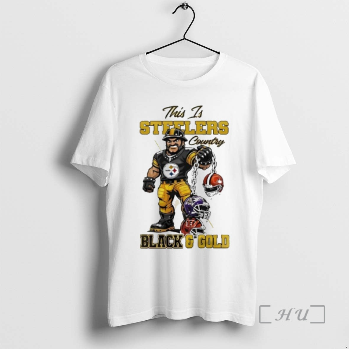 Officials Steelers Afc North Champions 2025 Mascot Black And Gold T-Shirts, Hoodie, Sweatshirt | HypeCrazeTee.com