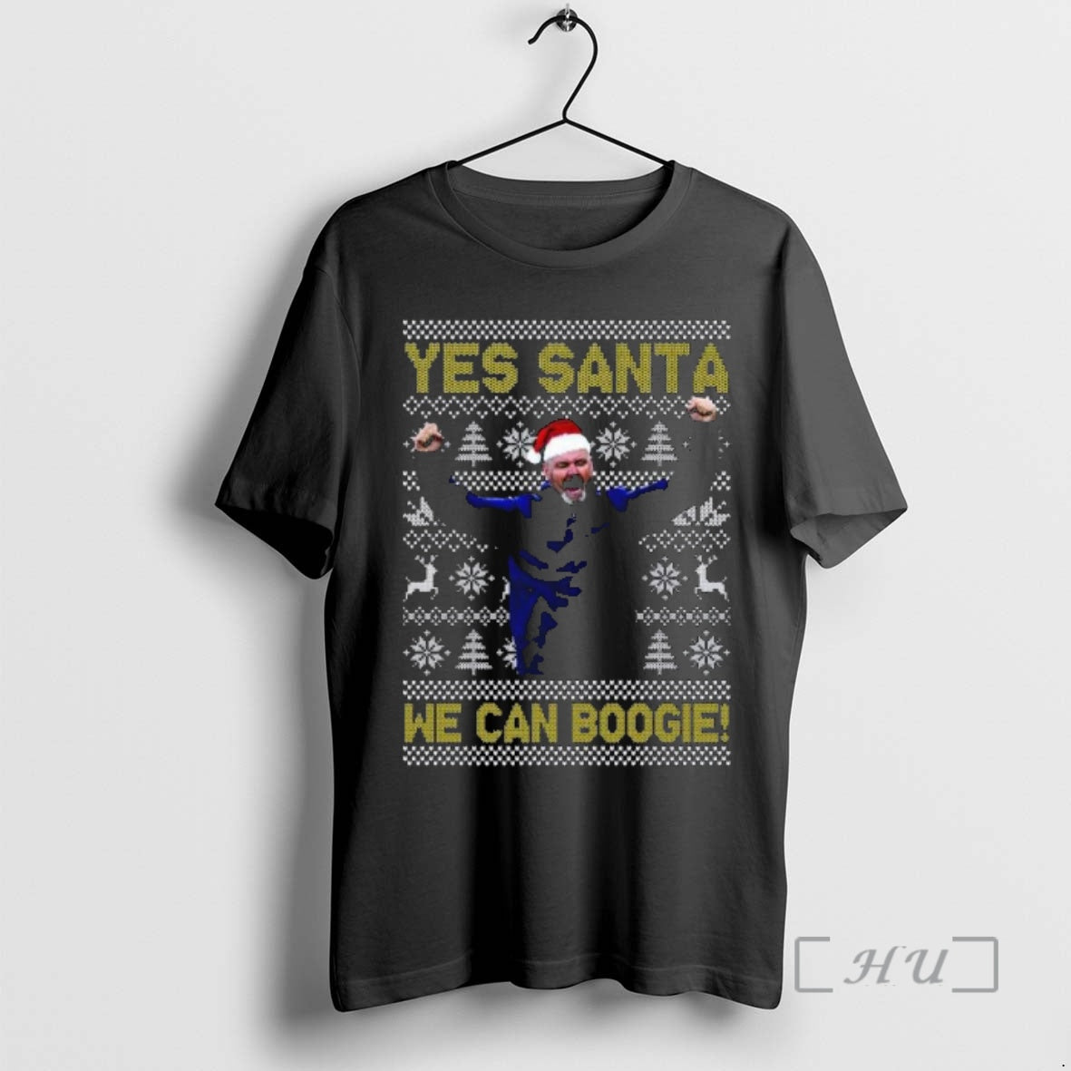 Officials Steve Clark Yes Santa We Can Boogie Ugly Christmas T-Shirts, Hoodie, Sweatshirt | HypeCrazeTee.com