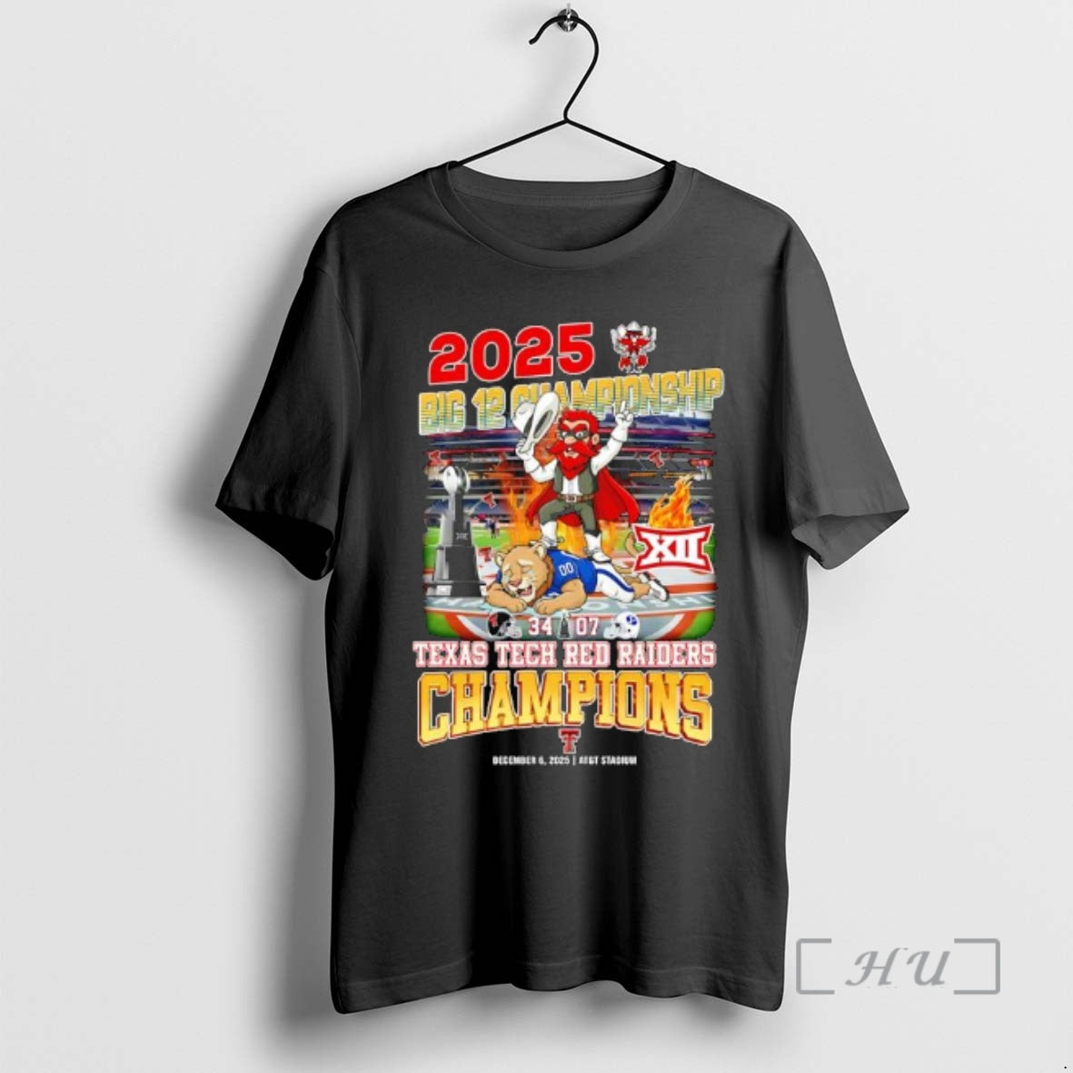 Officials Texas Tech Red Raiders Big 12 Champions 34 07 Score Att Stadium On December T-Shirts, Hoodie, Sweatshirt